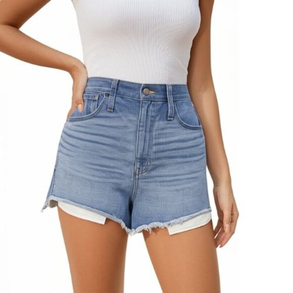 Madewell The Perfect High Rise Step Hem Jean Shorts - Picture 1 of 7
